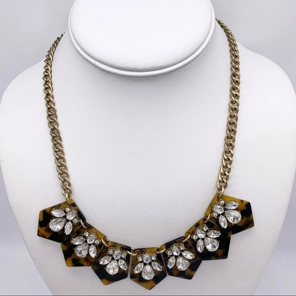J. Crew Tortoise Jeweled Link Necklace - Picture 1 of 3